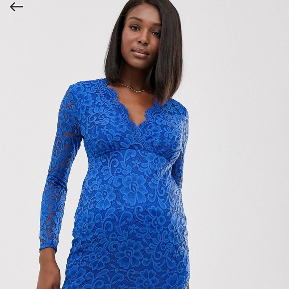 ASOS royal blue maternity cocktail dress - Picture 2 of 4